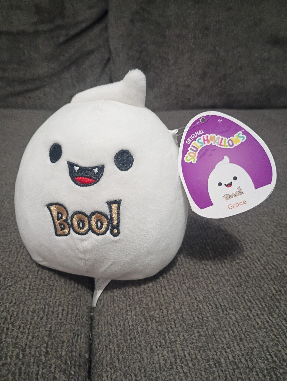 Squishmallows 5" Grace Ghost Plush - White with Gold 'Boo!' Embroidery